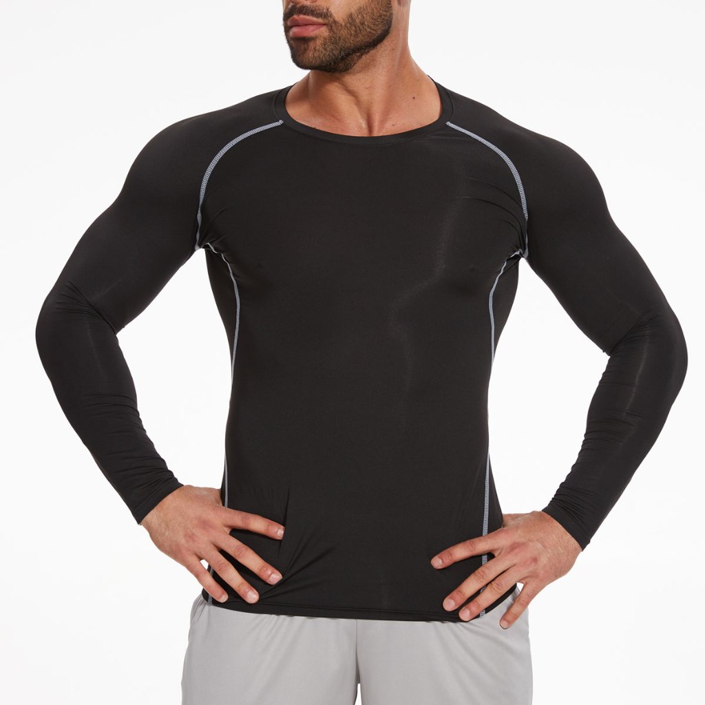 Men's Compression Shirts Long Sleeve Athletic Workout Base Layer Quick ...