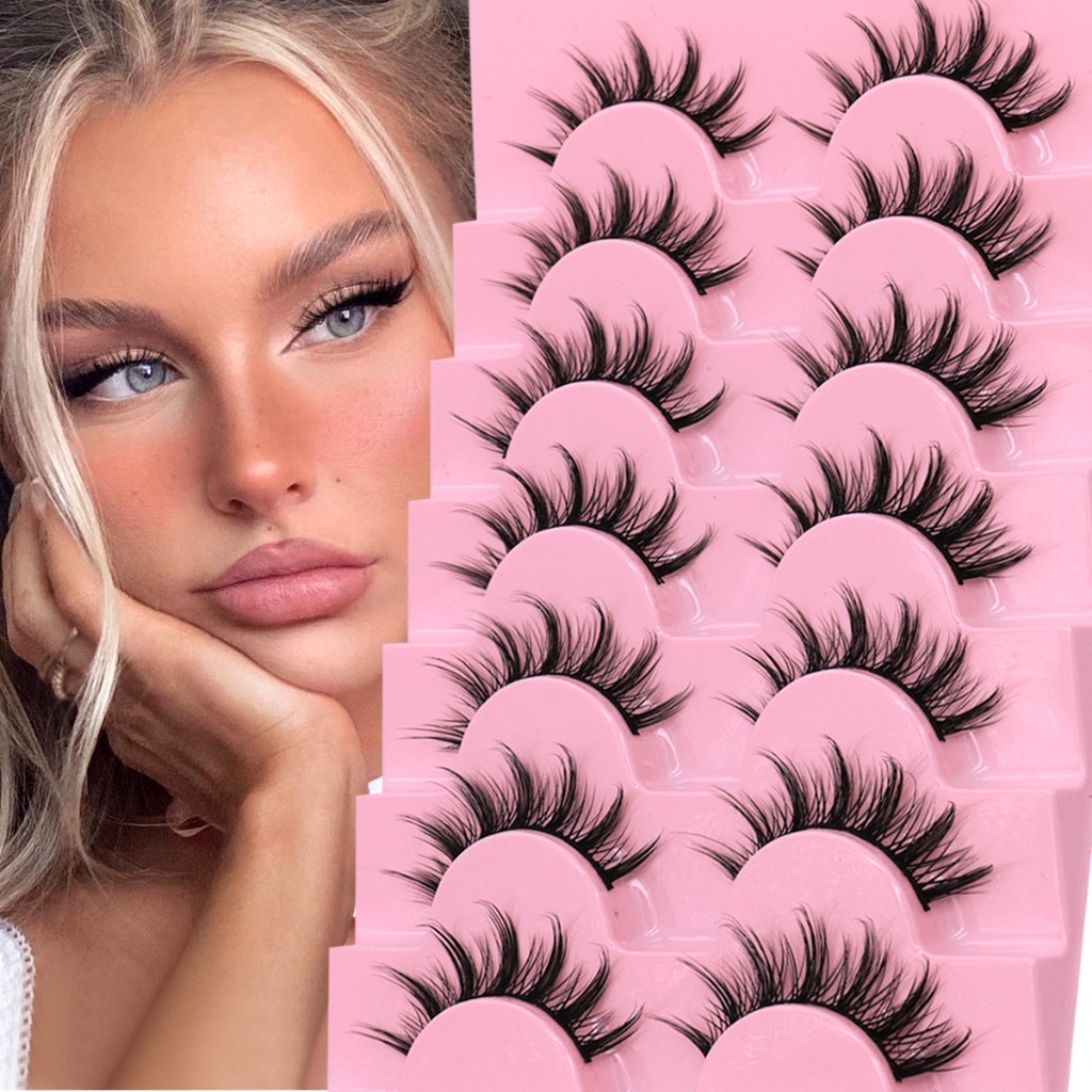 5 Pairs Manga Lashes Natural Long Cosplay Makeup Cross Lashes Cat Eye ...