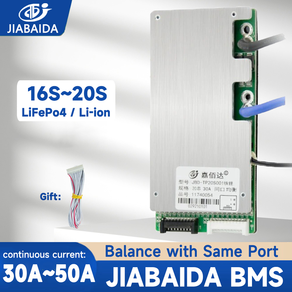 JIABAIDA BMS 16S LiFePo4 17S 20S Li-ion Battery Balance 48V 60V 72V ...