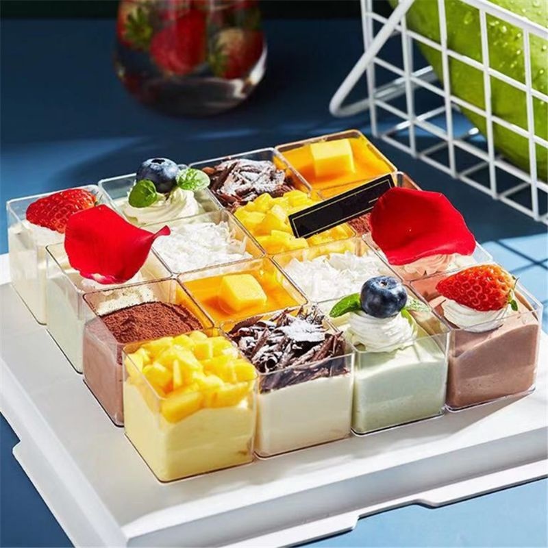 20pcs clear plastic mousse cup for pudding appetizer jelly yogurt ...
