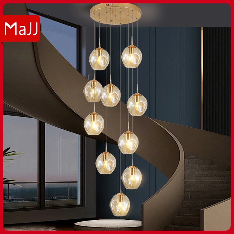 Gallery Detail: Staircase Long Pendant Light Modern Minimalist Duplex Creative Lamp