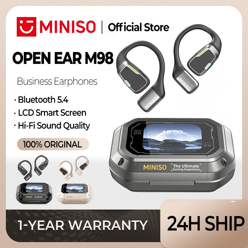 MINISO M98 Wireless Earphone Smart Touch Screen Earbuds Bluetooth With  Microphone Sport Headset IPX5 Waterproof Noise Reduction Headphone