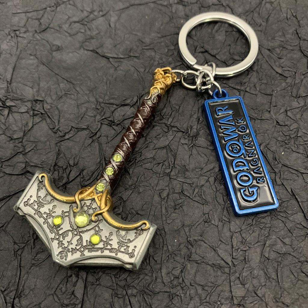 God of War Ragnarok Keychain Thor's Mjolnir Key Ring Leviathan