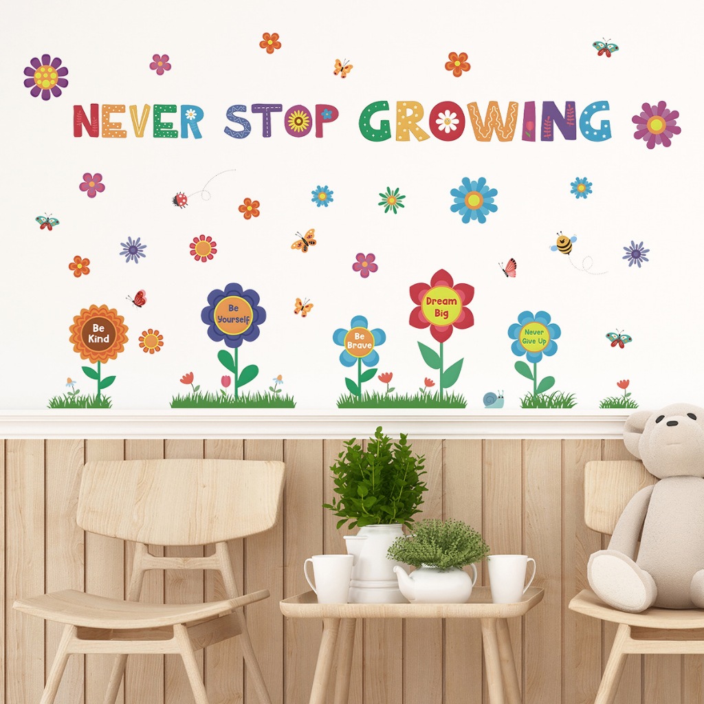 Colorful Flowers Sunflower Cartoon Wall Stickers Kindergarten Children ...