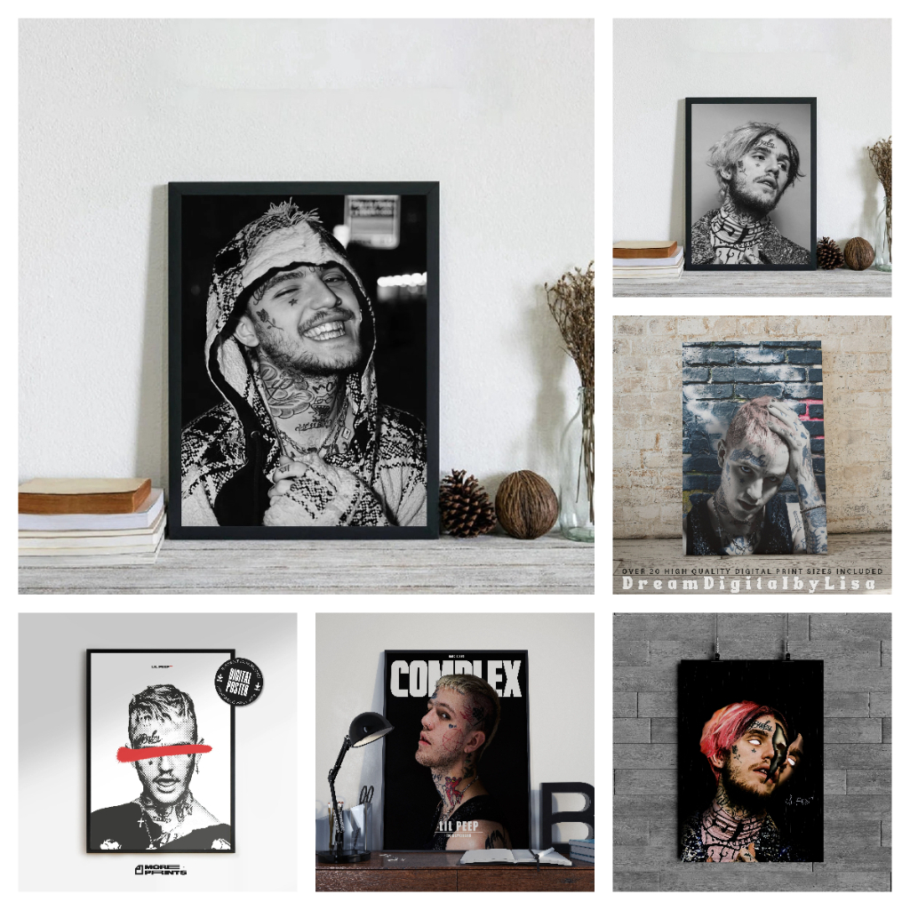 Rapper Lil Peep Posters Hip Hop Music Album Cover Comic Aesthetic Art ...