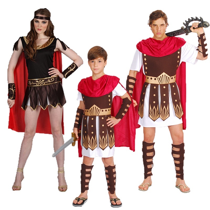 Spartan Warrior Costume for Kids Adult, Roman Gladiator Samurai Costume ...