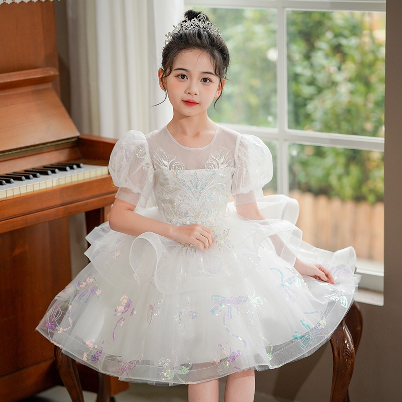 strapless open back dress Long Sleeves Flower Girl Communion Dress Celestial 3139 Pre-Order Custom Made Plus +$40 / White main image 1