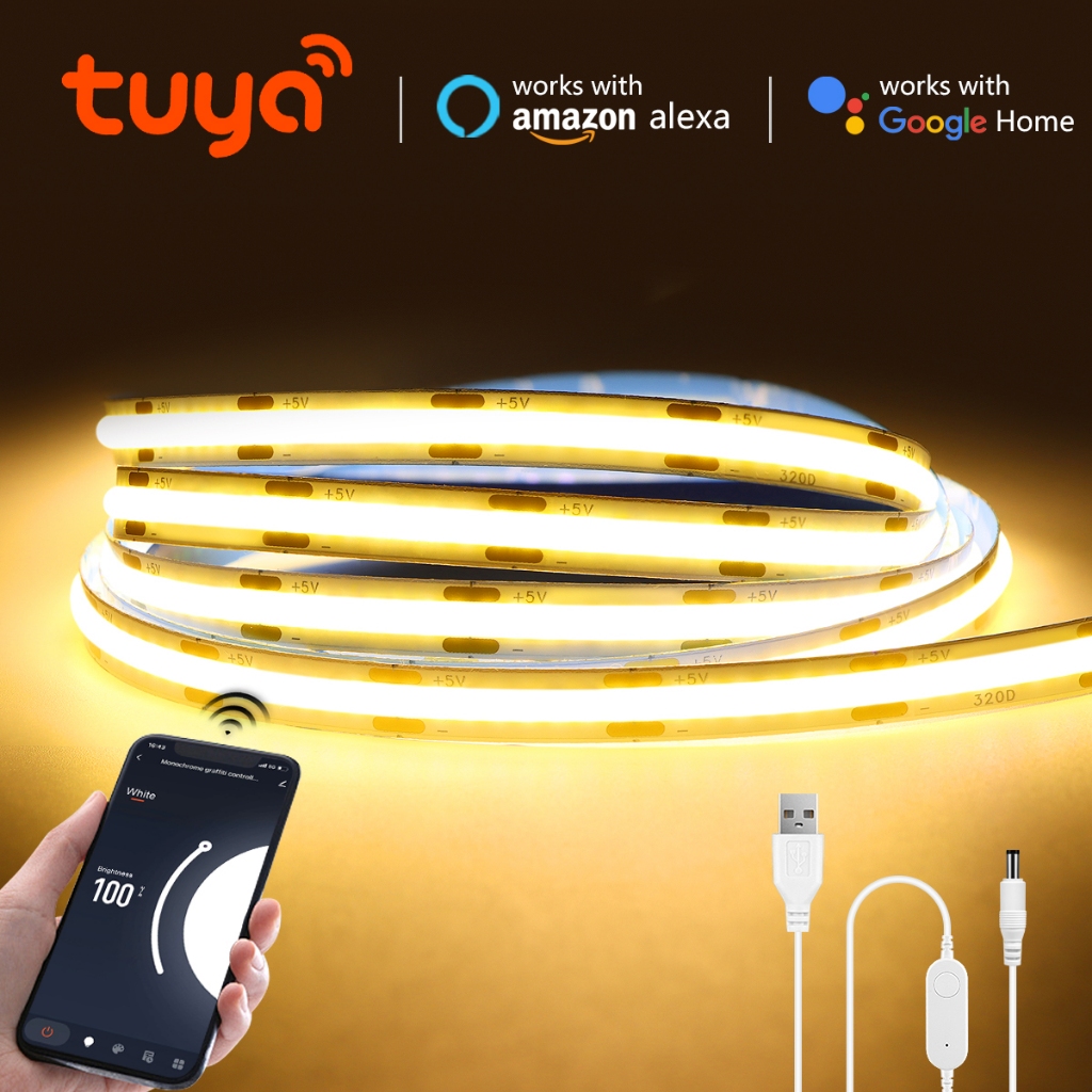 Tuya Smart Life WiFi USB 5V COB LED Strip 320LEDs/M Remote Control ...