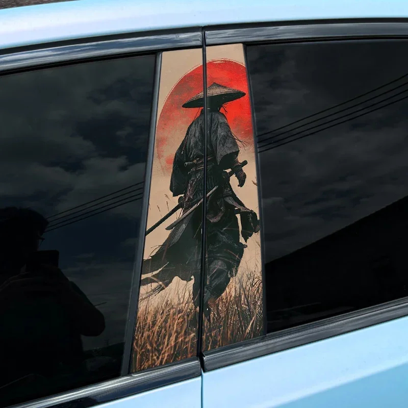 1Pair JDM Samurai PET Car Stickers Auto B Pillar Waterproof Center ...