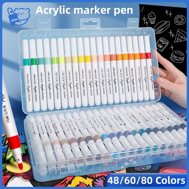 【🇲🇾24h】60/80 Colour Acrylic Paint Marker Pen Waterproof Markerpen Kids ...