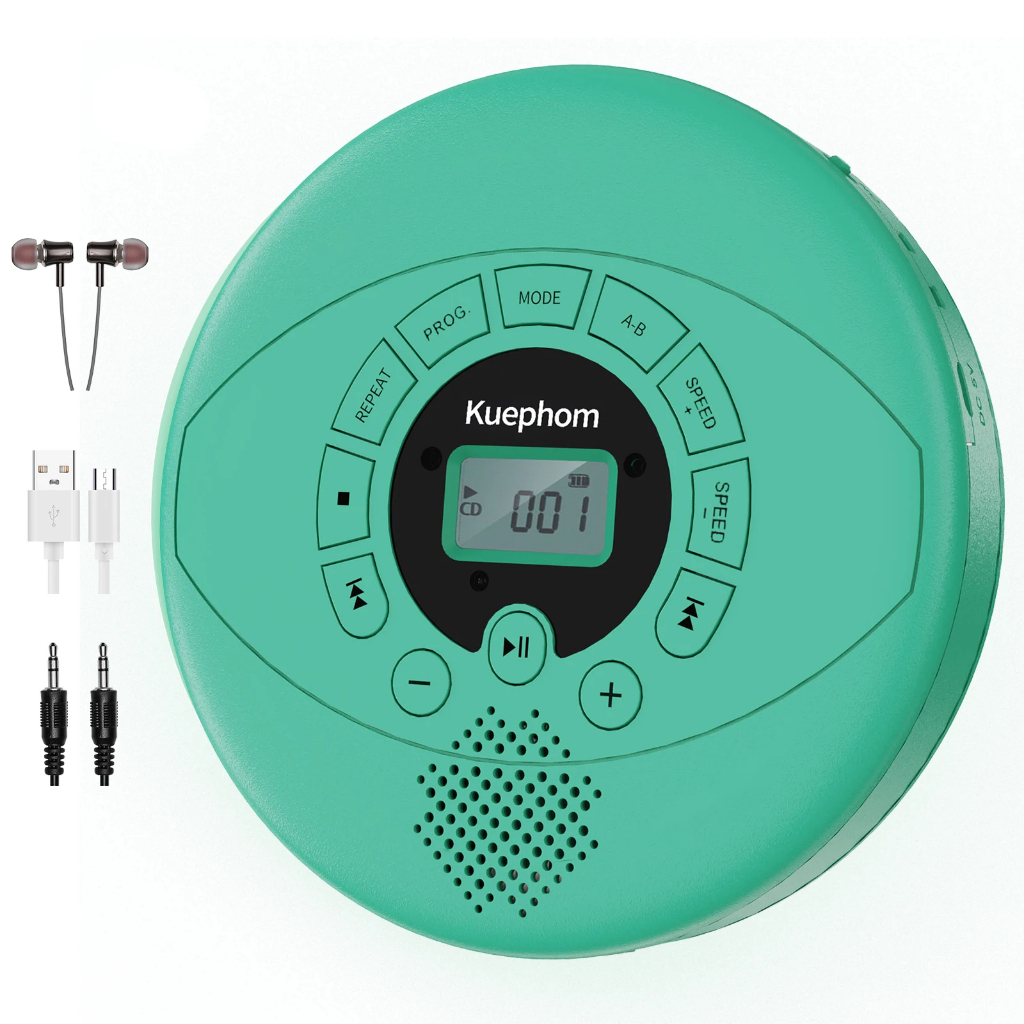 Portable Bluetooth CD player Rechargeable CD Walkman with speakers and ...