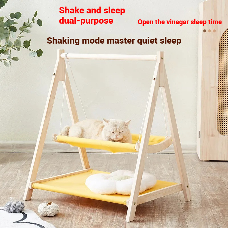 📢READY STOCK📢Cat frame, solid wood suspension, pet rocking bed, cat bed ...