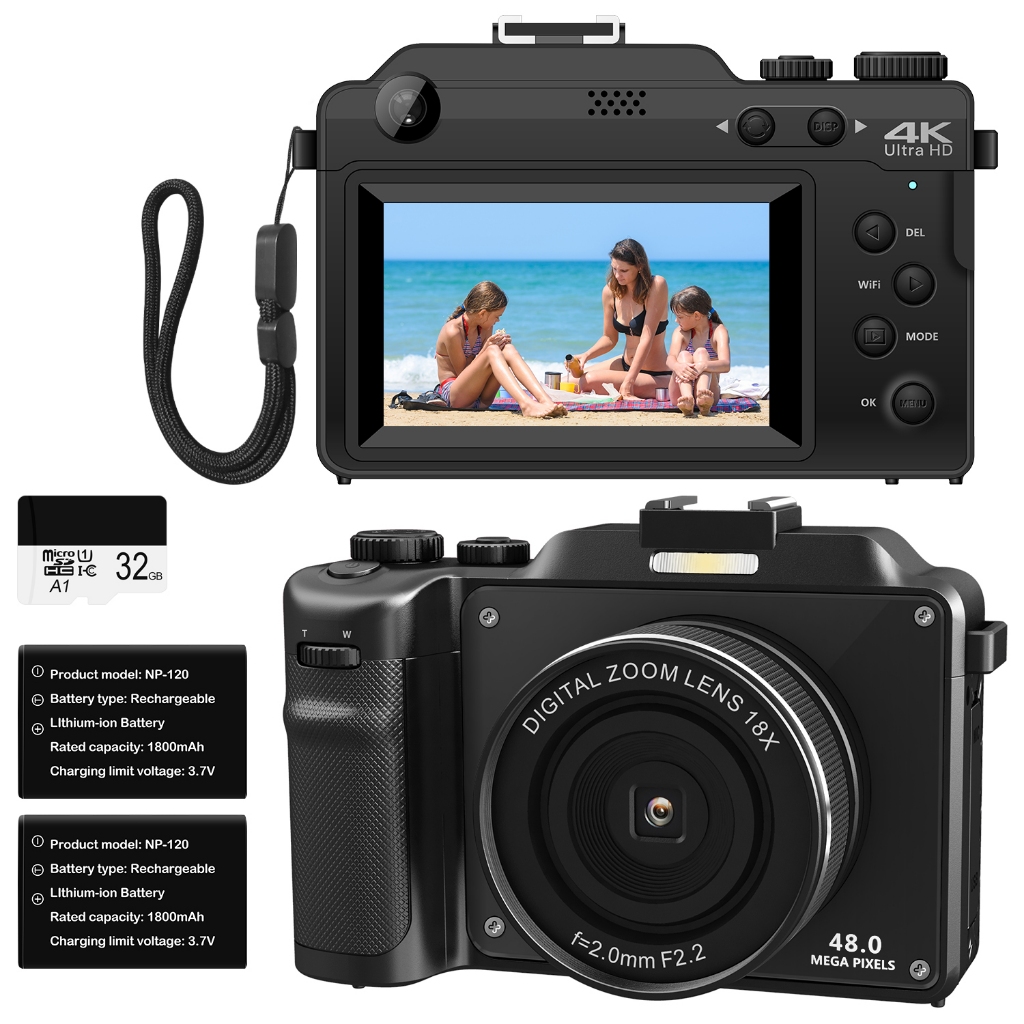 Photography Camera 4K Digital Camera VJIANGER 48MP WiFi Vlogging