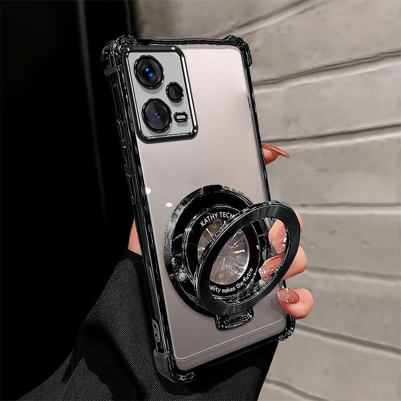 Cover Per Xiaomi Poco X5 / Redmi Note 12 5G: Custodia Antiurto Con Supporto Magnetico E Anello 360° (Nero)