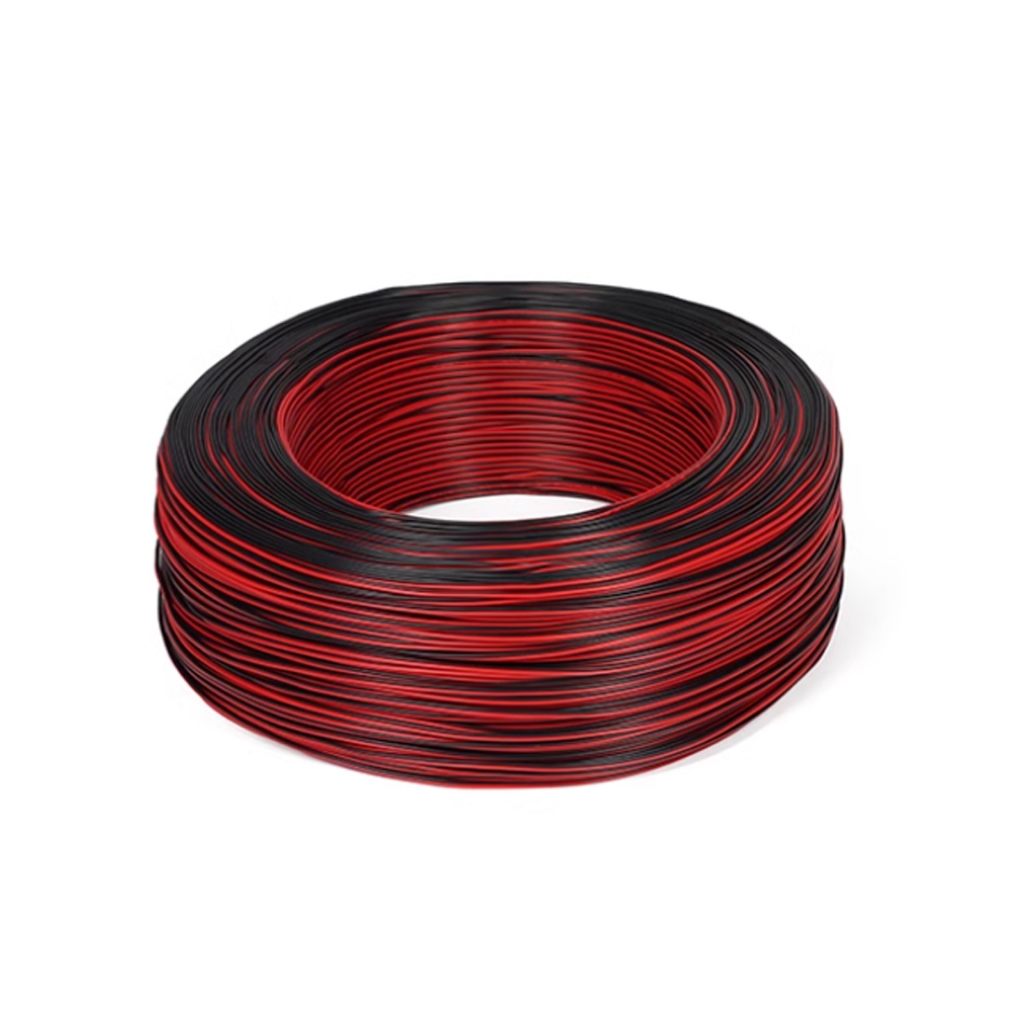 2-Core 18AWG-26AWG Stranded Wire UL-2468 Red & Black Flat Ribbon Cable ...