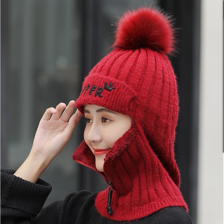 Women Winter Cap Men Hat Ladies Winter Hats Warm Wool Outdoor Hat female winter knitted wool Wool Scarf Caps Scarf Hat Face Neck Cover Shopee Malaysia