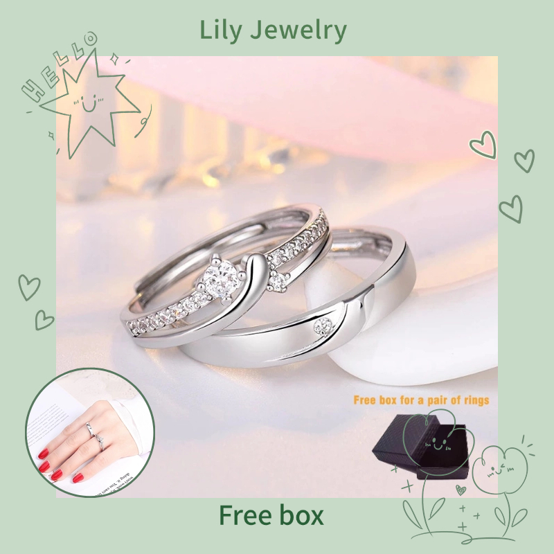 Fashion Couple Ring Simple Unique Opening Adjustable Men Women Shopee Malaysia