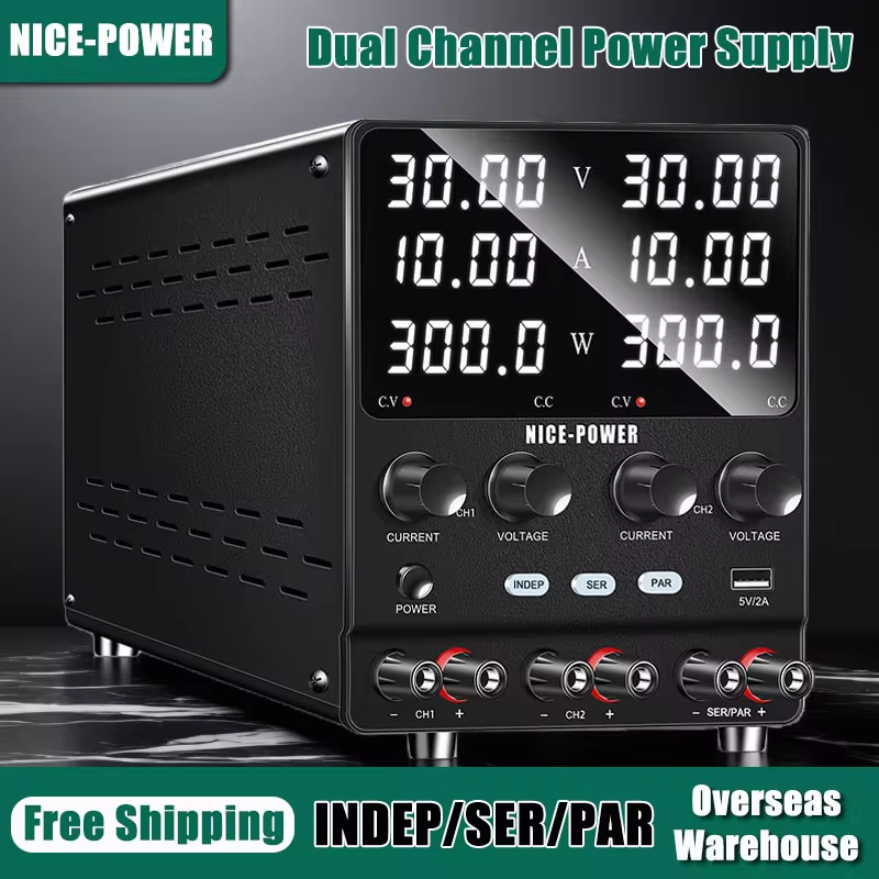 NICE-POWER 4 in 1 DC Power Supply 30V 10A Lab Adjustable Dual Power ...