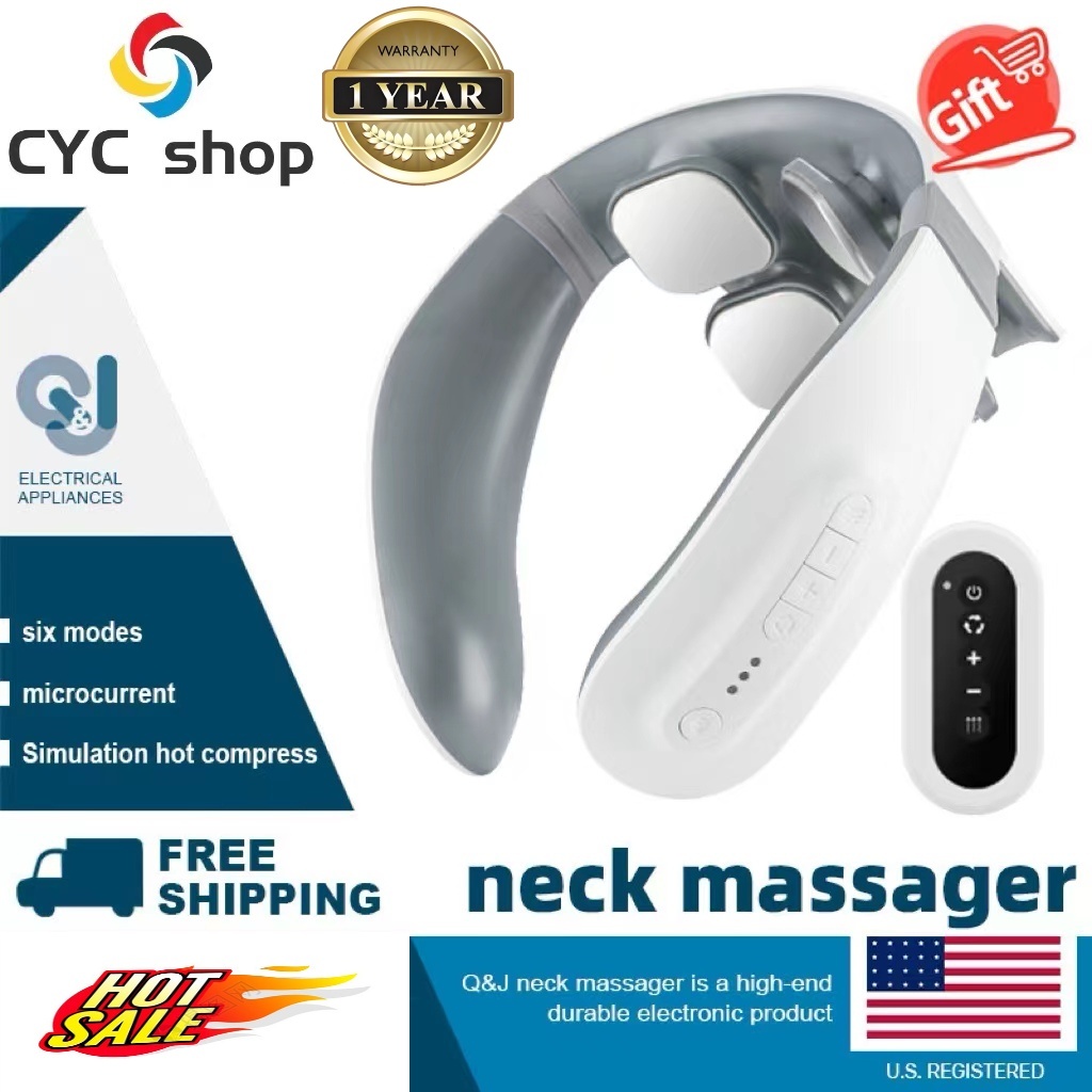 Neck massager, 6 modes,9 levels of intensity, hot compress, remote ...