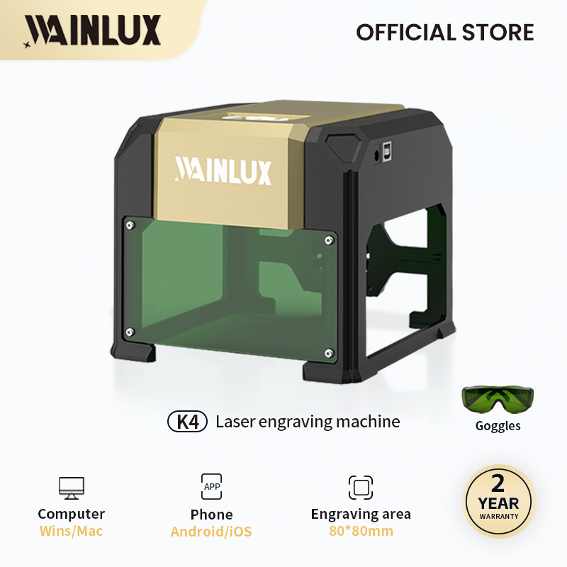 WAINLUX K4 Laser Engraving Machine for Wood Food Leacher Bamboo 3000mw Mini Laser Engrave for