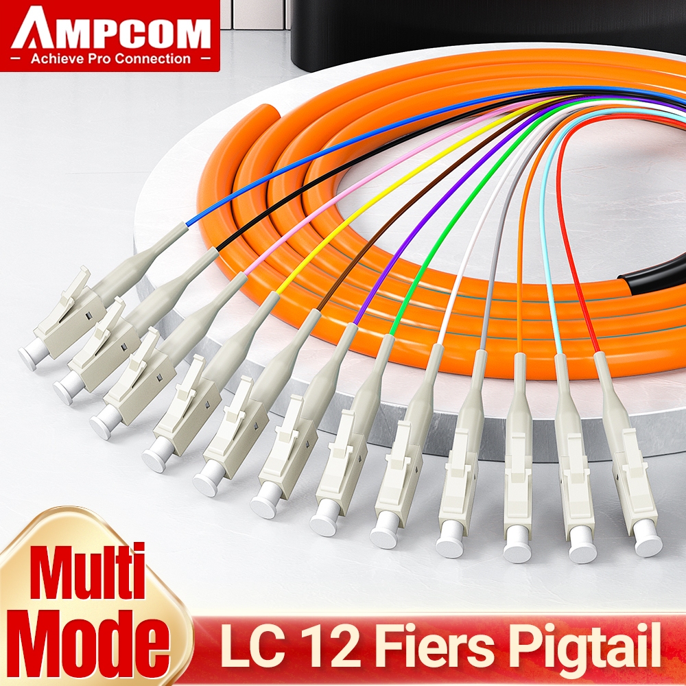 AMPCOM Engineering Grade LC UPC 12 Fibers Multimode Bunch 0.9mm Fiber ...