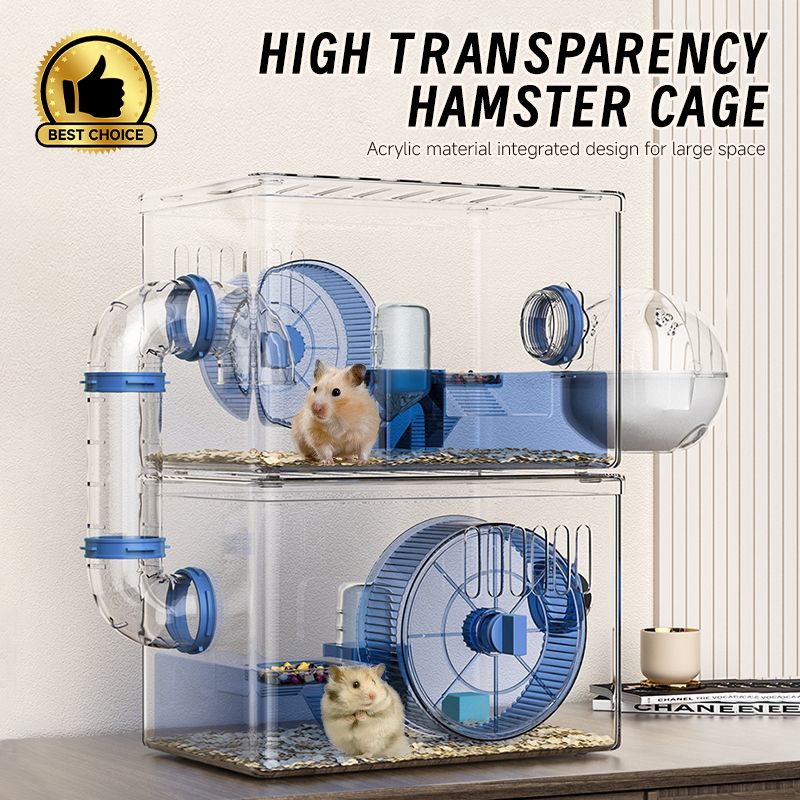View of Transparent Premium Hamster Cage Habitats Acrylic with accessories toys ...