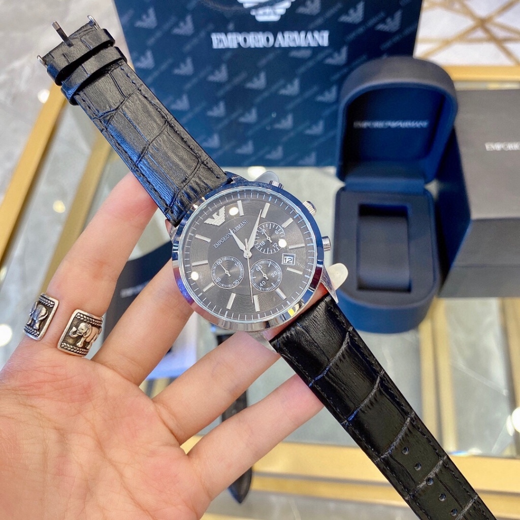 100 Armani A2432 2433 2447 2473 Multi functional three eye chronograph men s watch Jam Tangan Lelaki Shopee Malaysia