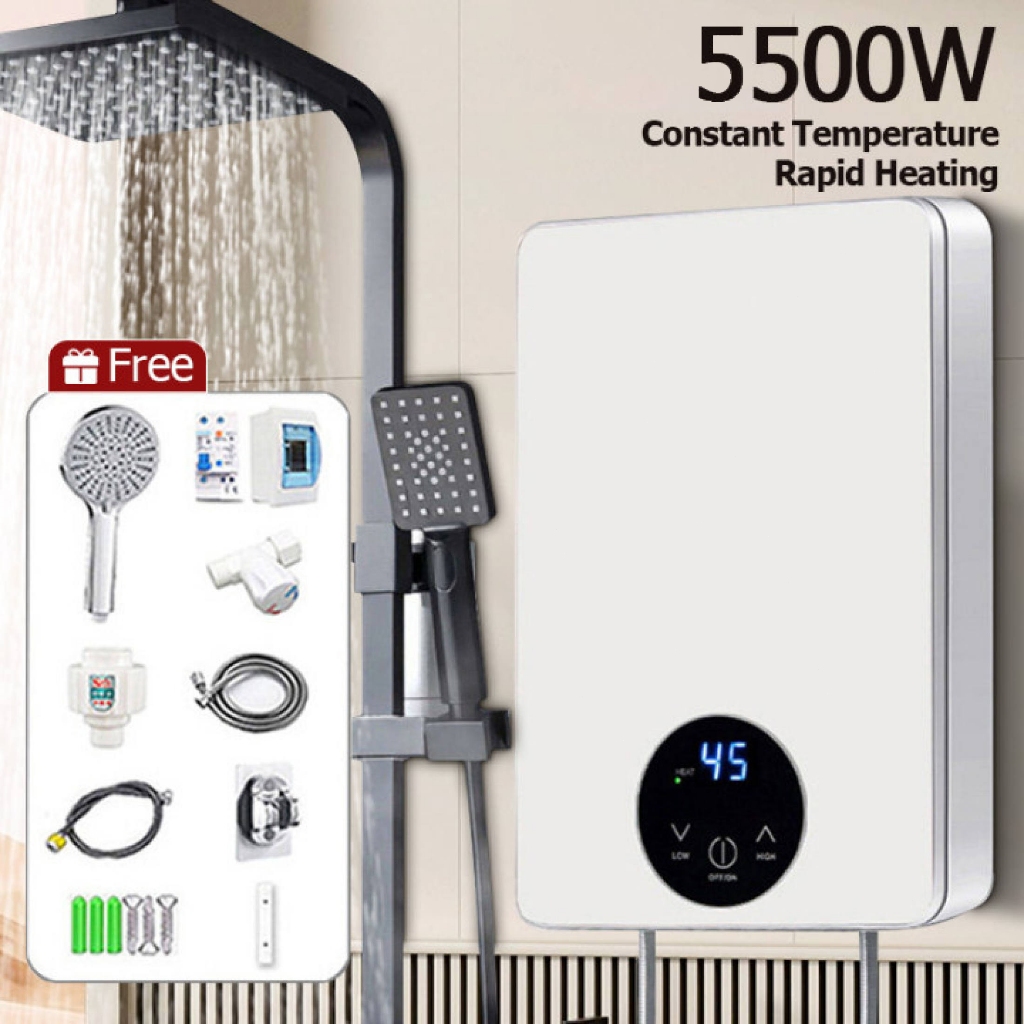 DERUMA Instant Water Heater Shower LCD Touchscreen Water Heater High  Quality Shower Electric Inverter