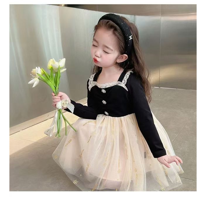 kids dress baby girl gaun budak perempuan Dresses French Birthday Dress black long sleeve Princess Dress Kanak Kanak Girl S Clothing Baju Budak Perempuan 1 2 3 Tahun Shopee Malaysia