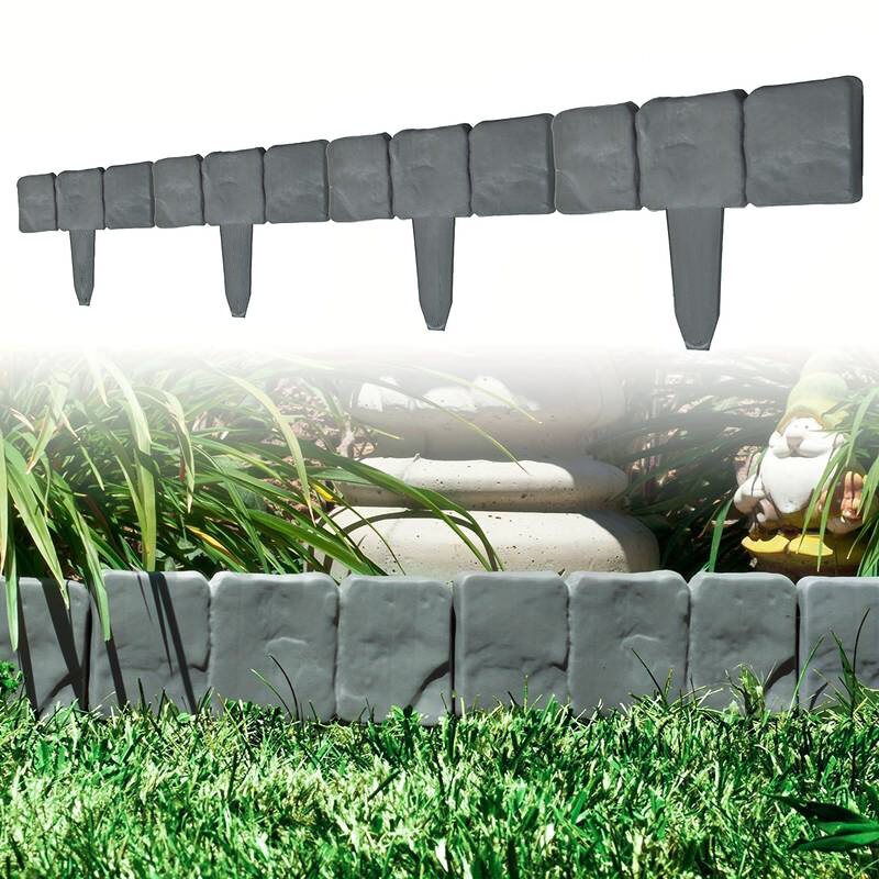 10pcs Decorative Garden Fence Border Panels Stone Effect Plastic Edging ...