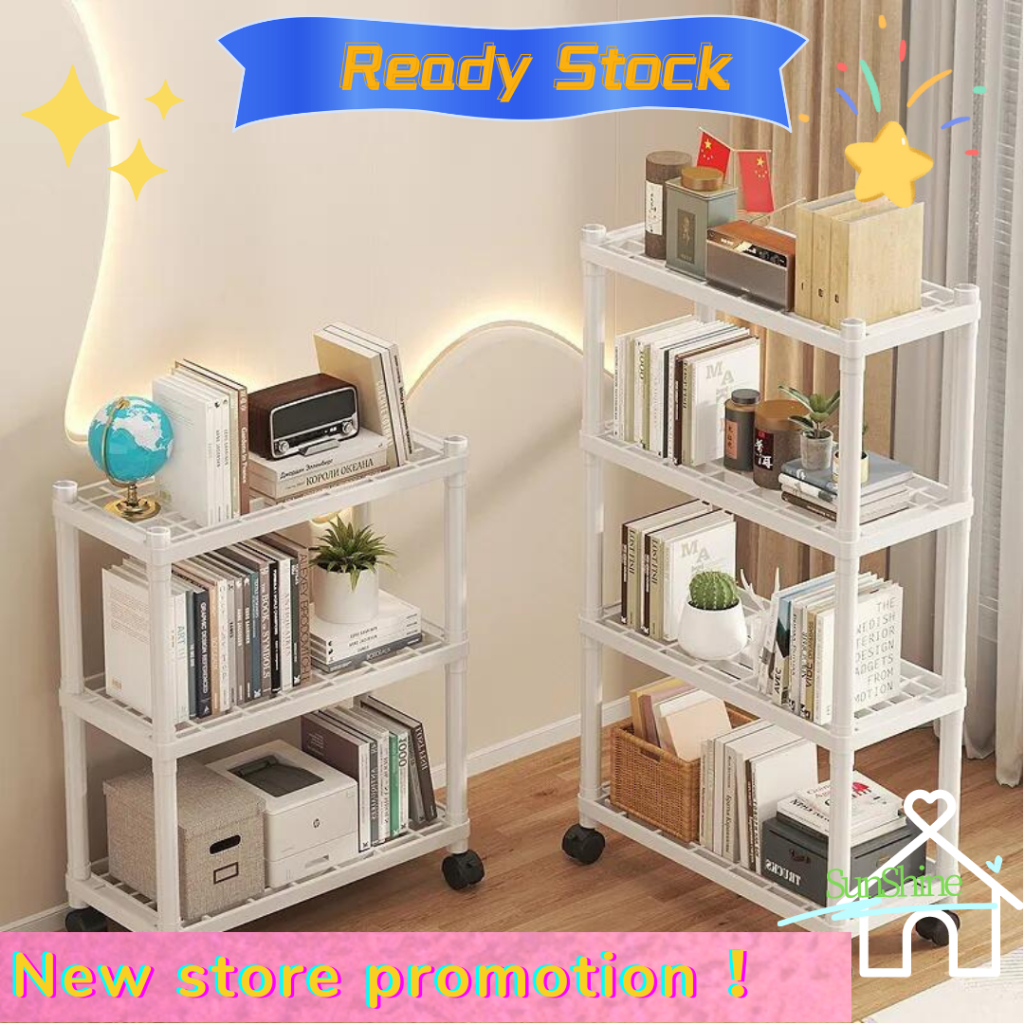 Portability Assemble Storage Rack with Wheels Office File Book Rak Buku ...