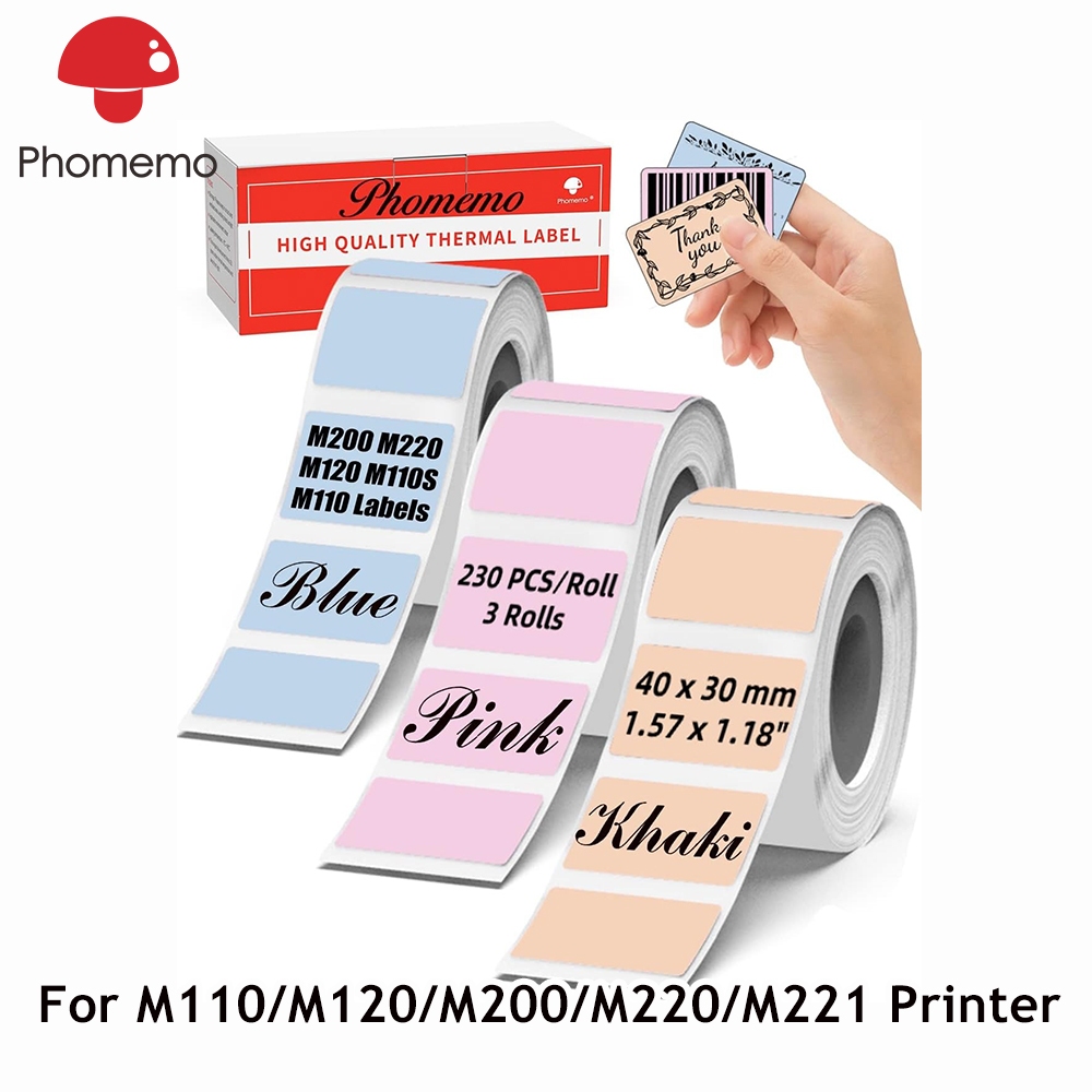 Phomemo Label Sticker For M110/120/200/220/221/241BT/D520 - Pink/Khaki ...