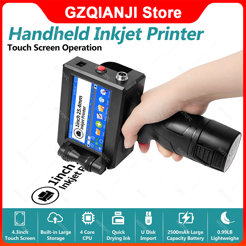 42ML Handheld Inkjet Printer – QR Code, Barcode, Date, Logo – 600DPI Touch Screen
