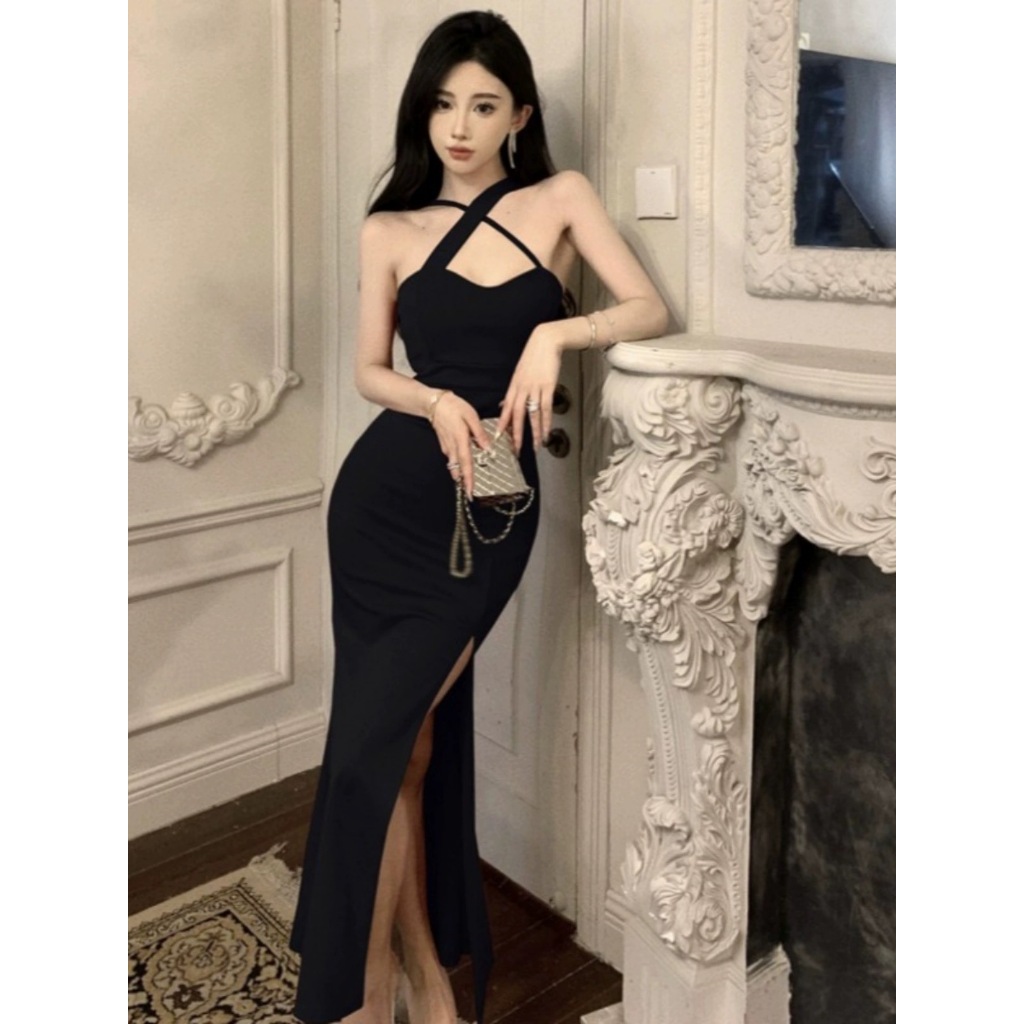 summer dress woman evening dress dinner plain white and black dress ...