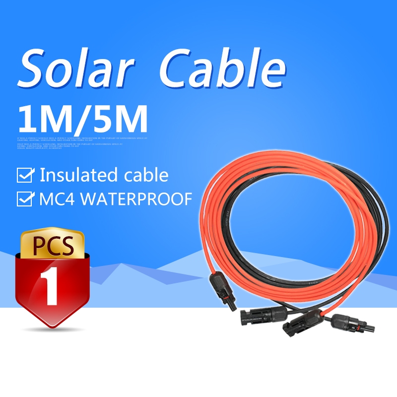 1M/5M Solar Panel PV Extension Wire Cable Wire IP67 Waterproof Black ...