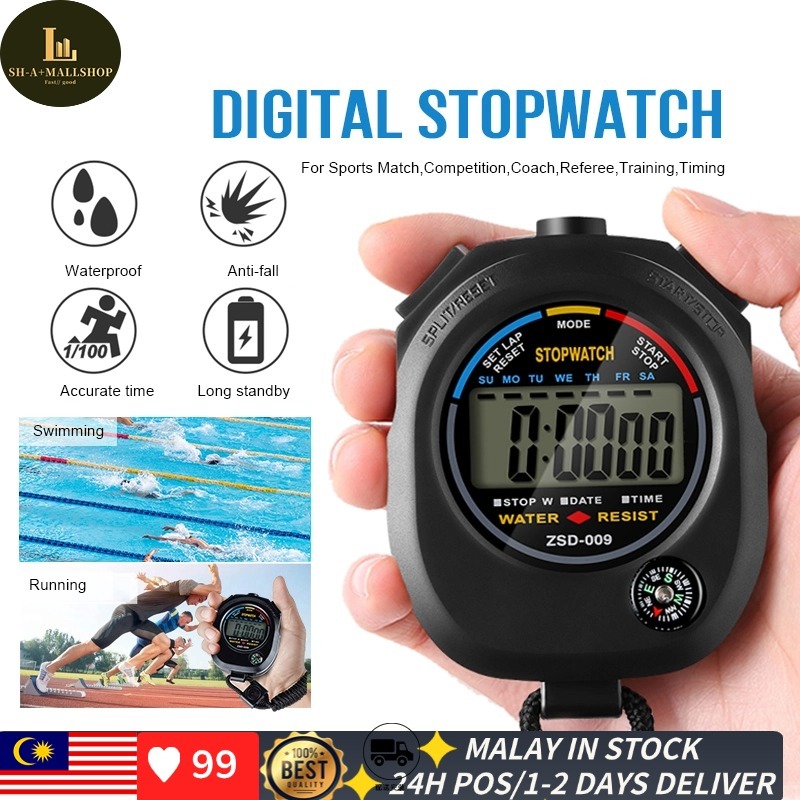 Professional Digital LCD Chronograph Sports Stopwatch Timer Counter Waterproof Shockproof Stop Watch IRONMAN TRIATHLON Sports Alarm Timer Stop Watch Jam Randik Shopee Malaysia