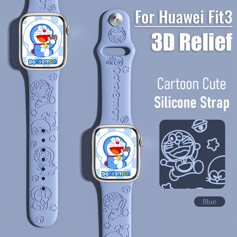 Soft Liquid Silicone Relief Strap for Huawei Watch Fit 3 Relief Cartoon