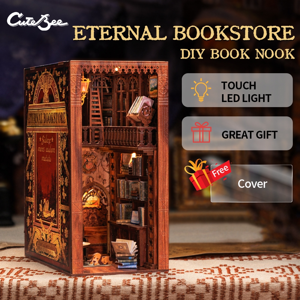 CUTEBEE Kit Book Nook - Maison de Poupée Miniature, 3D Puzzle