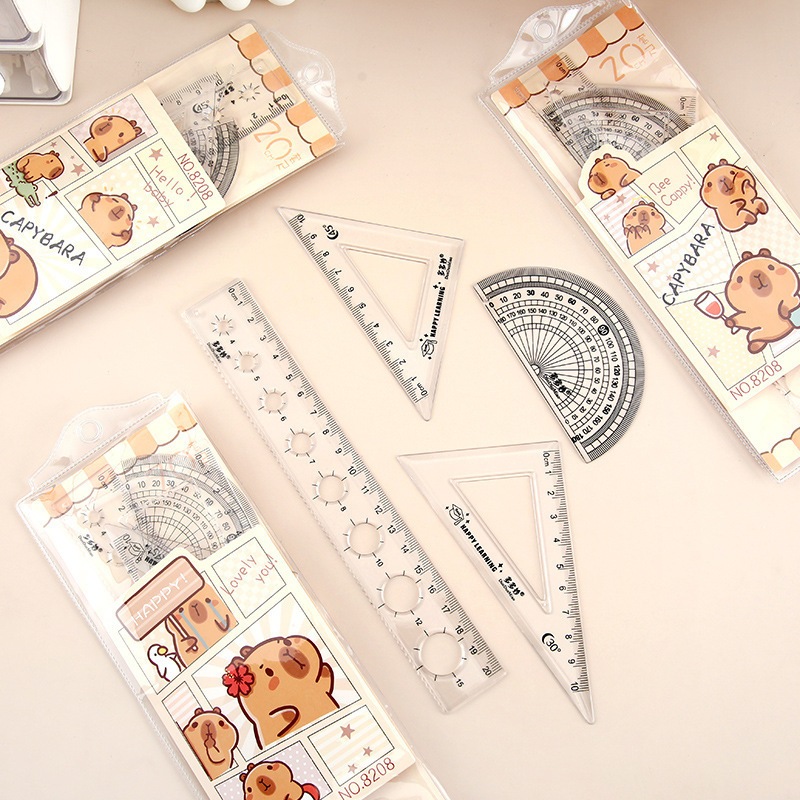 Kapibara Set Ruler Triangle Board Ruler Student Multifunctional ...