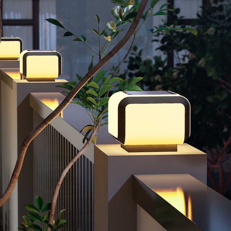 Solar Pillar Lights Outdoor Waterproof LED Wall Lamp Lighting Home ...