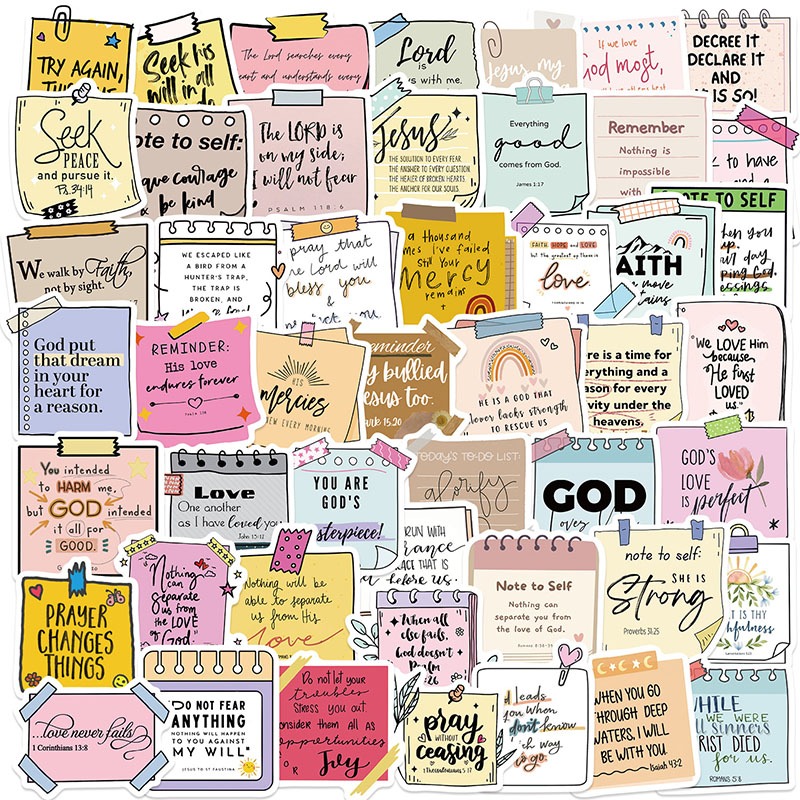 50PCS Christian Quote Stickers Bible Verse Affirmation Waterproof Faith ...