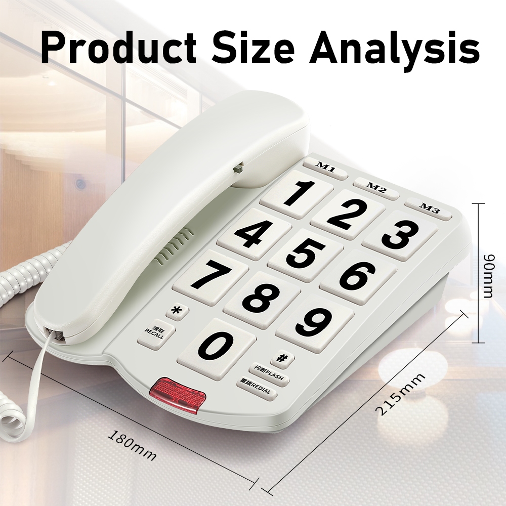 Wired large button landline telephone for the elder family single line ...
