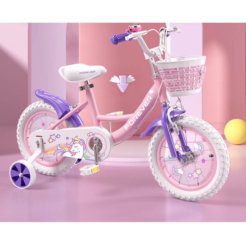 basikal kanak kanak 12 Inch/16 Inch Bicycles kids wheels with Basket Road  bikes kids aged 2-8 years old princess pink bike kids girls Cycling Gift
