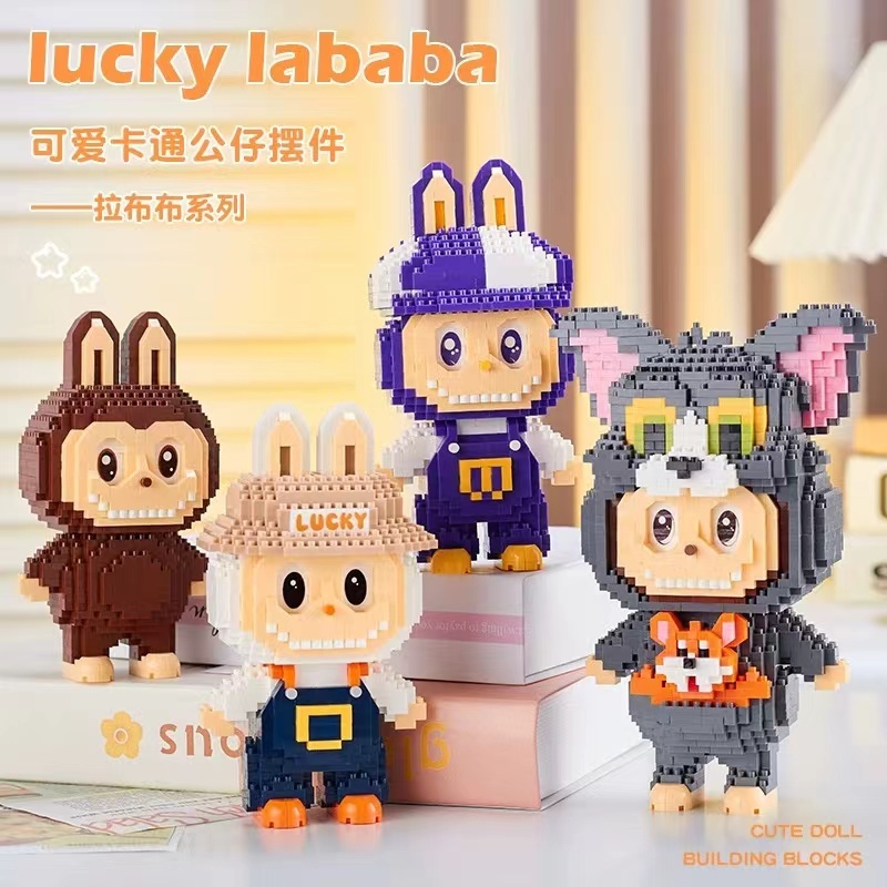 Labubu Building Block Doll Cartoon Little Monster Cat and Mouse ...