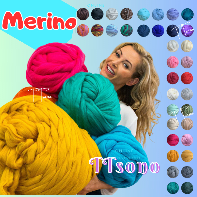Merino 1000g Roving Acrylic Knitting Yarn Super Chunky Thick Wool ...