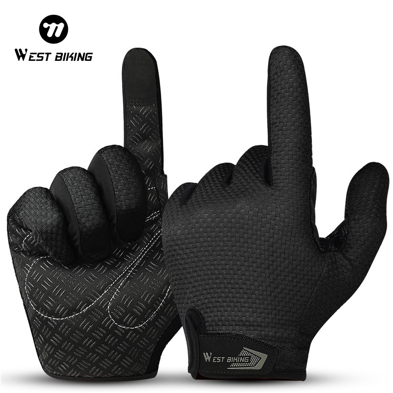 EXCEREY Non-Slip Cycling Gloves - Full Finger Motorcycle Bicycle Racing Gloves For Men & Women