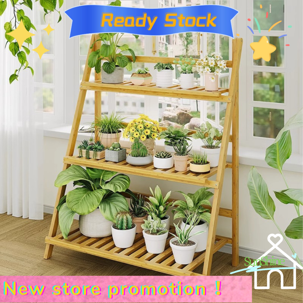 Flower rack balcony indoor bamboo universal simple modern multi-layer ...