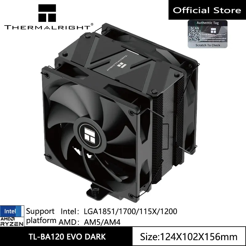 Thermalright BA120 EVO DARK CPU Air Cooler 6 Heat Pipes Radiator TL ...