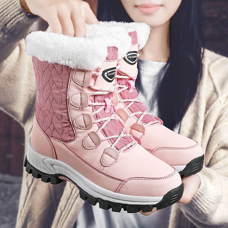 Plus Size 36 42 Ladies Ski winter Shoes Snow boots women s high top cotton boots women winter warm cotton shoes midsole outdoor with added fleece anti slip thickened waterproof Shopee Malaysia