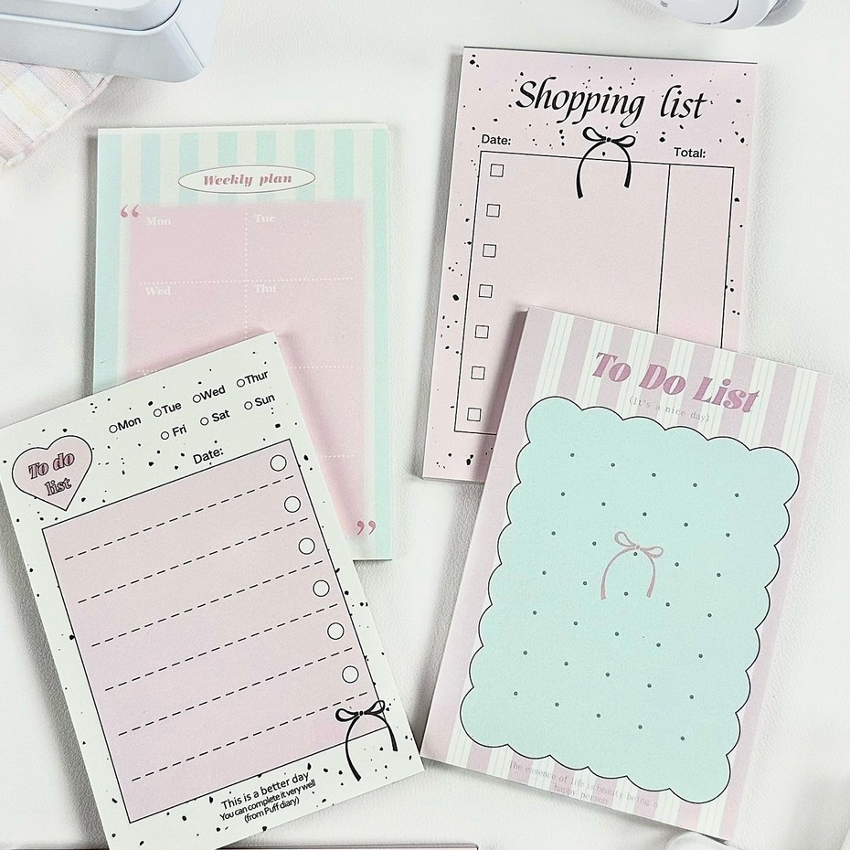 4 Pcs Bow Note Paper Notebook Sticky Material Notebook Planner Notepad ...